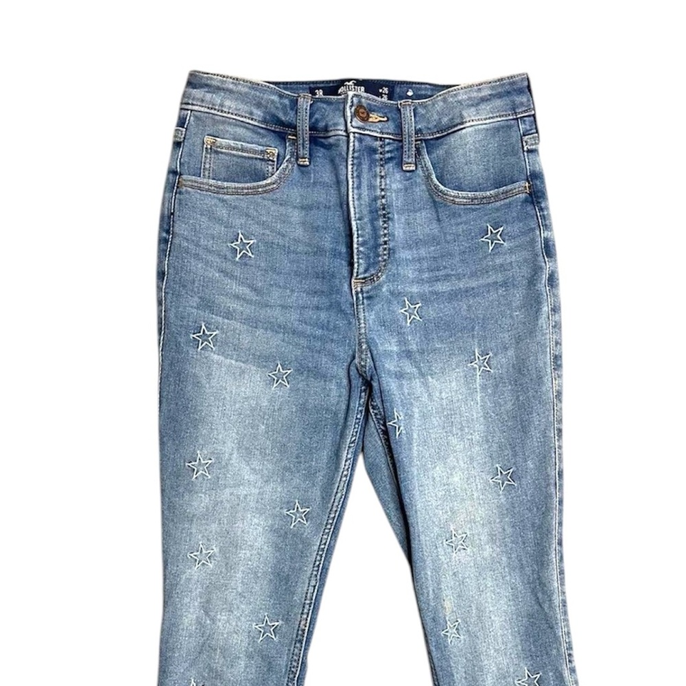 Hollister Women's Blue Star Embroidered Jeans